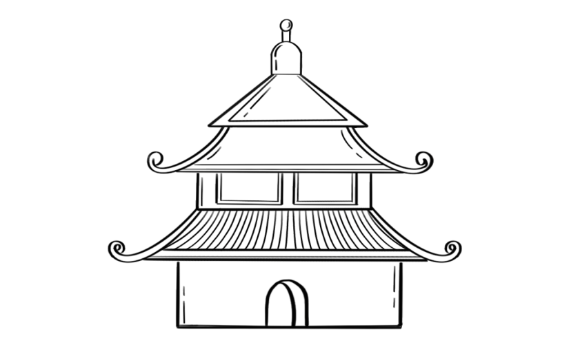 手绘-线条中式建筑元素