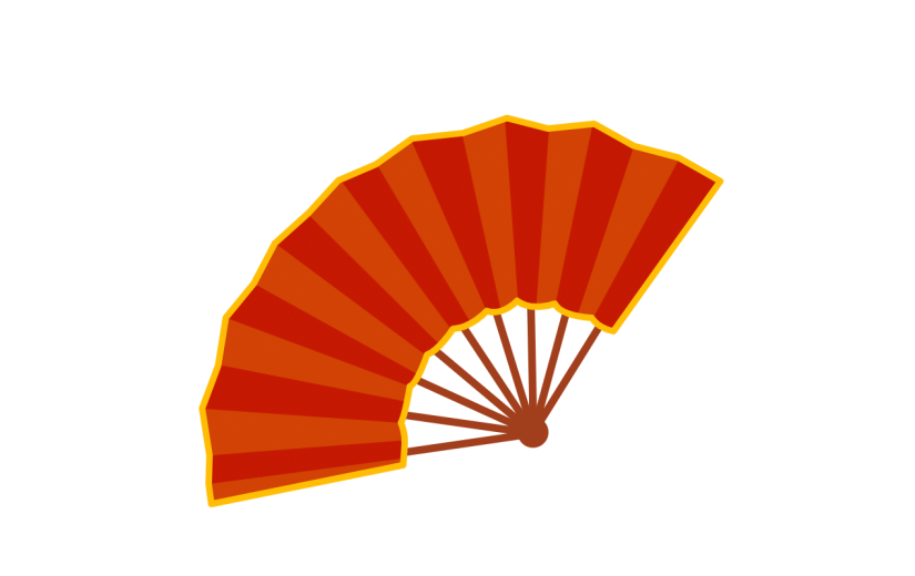 手绘-国庆节-中国式庆贺元素-扇子