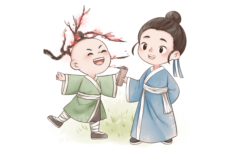 可爱儿童玩耍读书元素