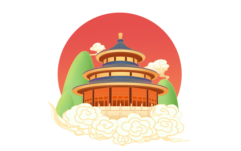 手绘祥云天坛大气