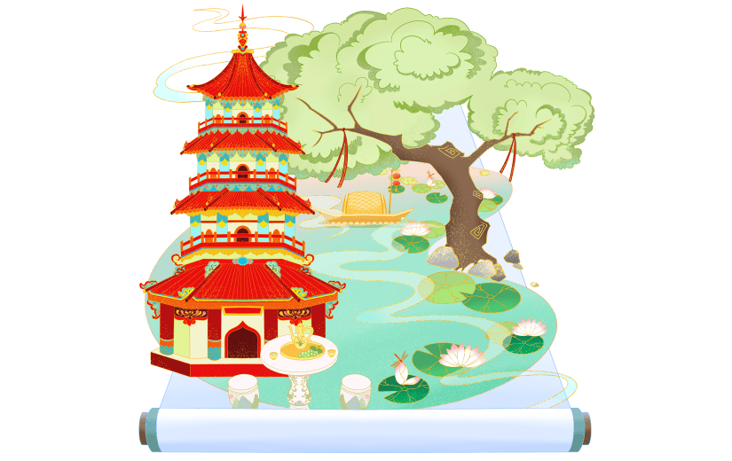 中国风-国潮园林画卷建筑元素2