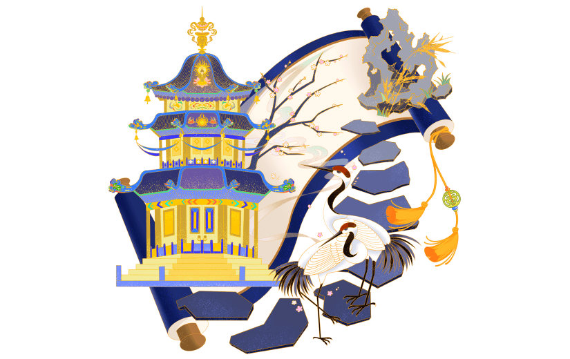 中国风-国潮园林画卷建筑元素4