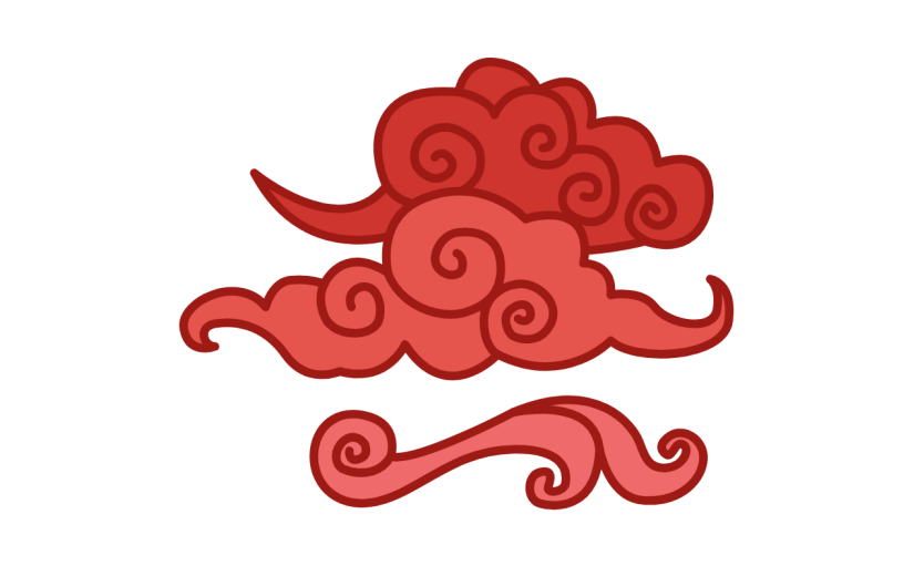 卡通红色祥云纹节日祝福元素贴纸