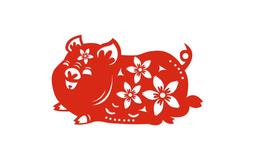 中国风剪纸十二生肖猪