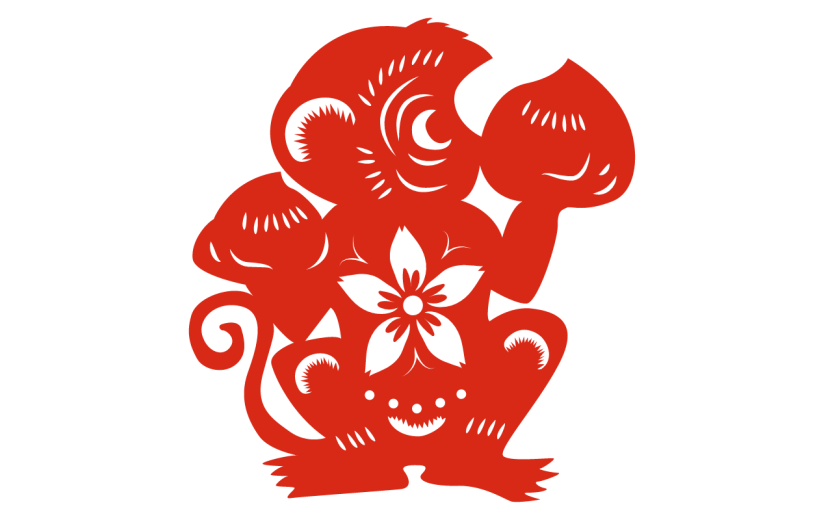 中国风剪纸十二生肖猴