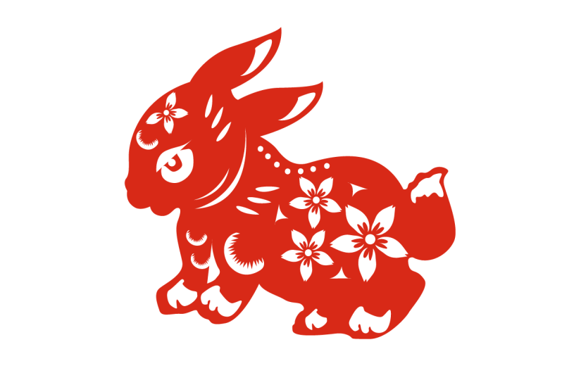 中国风剪纸十二生肖兔