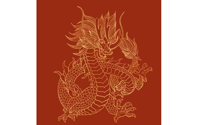 春节新年龙年新春过年除夕金色线条中国风龙元素龙纹