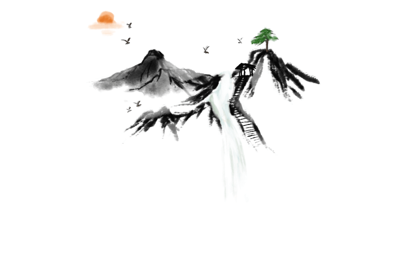 手绘-重阳节-水墨重阳节-山