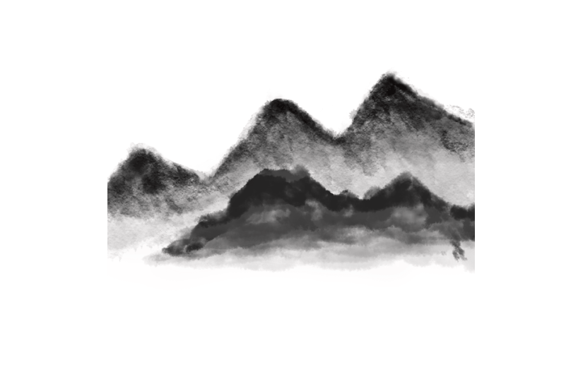 水墨风自然元素山贴纸6