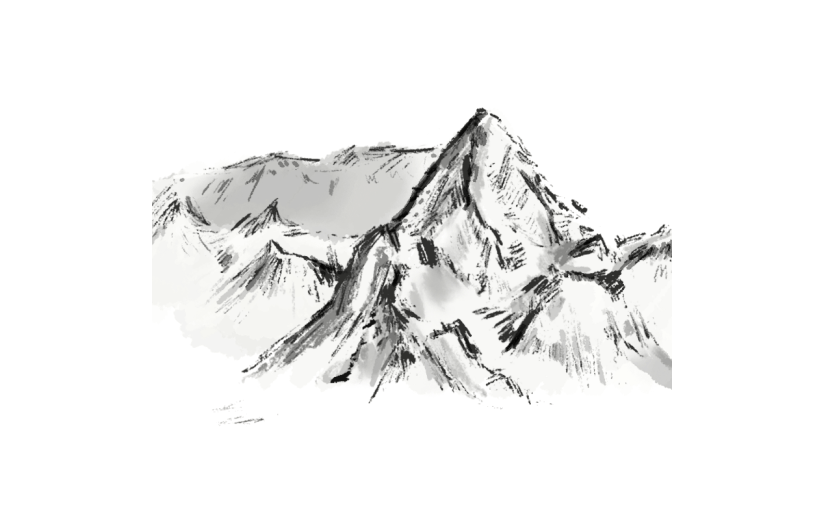 水墨风自然元素山贴纸2