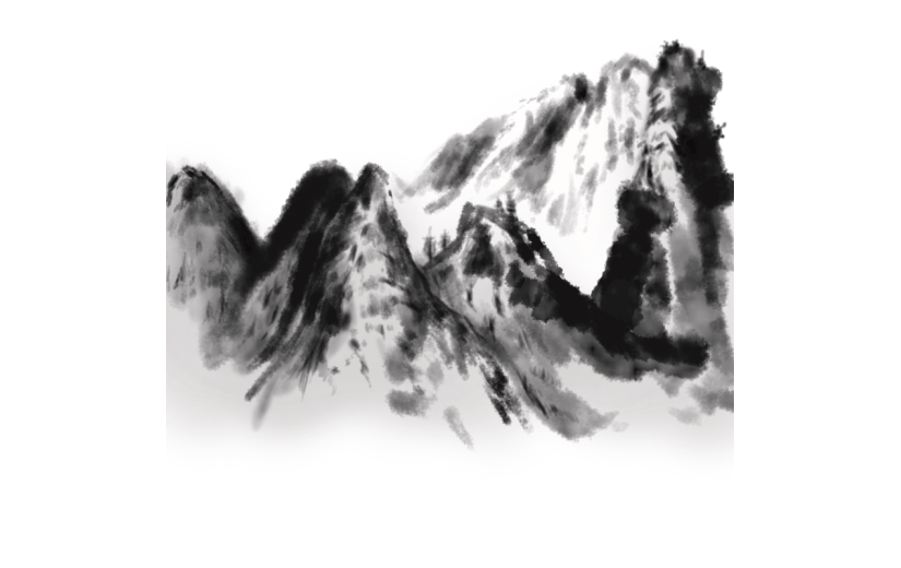 水墨风自然元素山贴纸9
