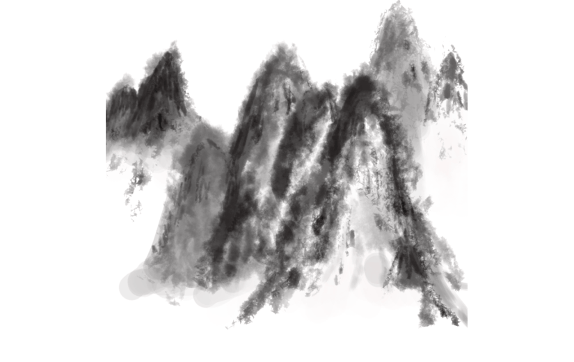 水墨风自然元素山贴纸10
