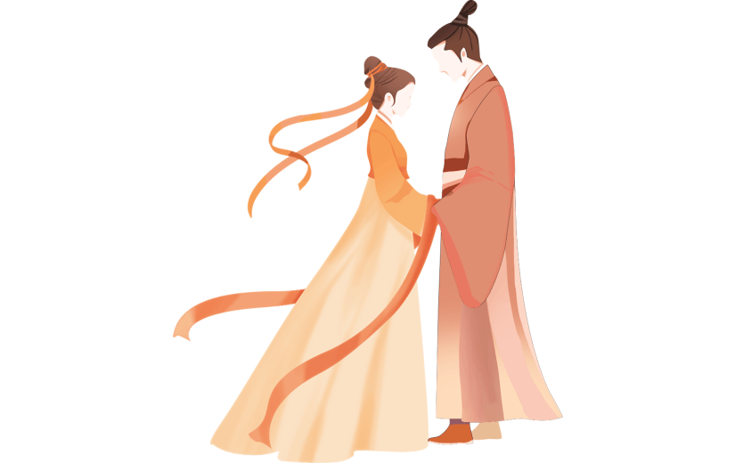 七夕情人节牛国潮3d郎织女情侣人物通用元素素材