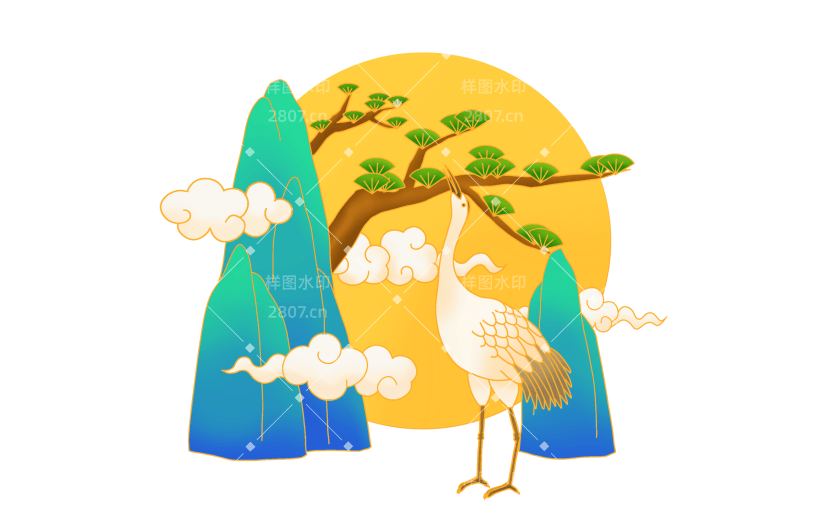 手绘国潮重阳节元素5