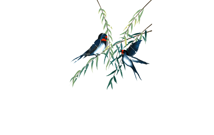 简约手绘二十四节气春分柳树燕子背景