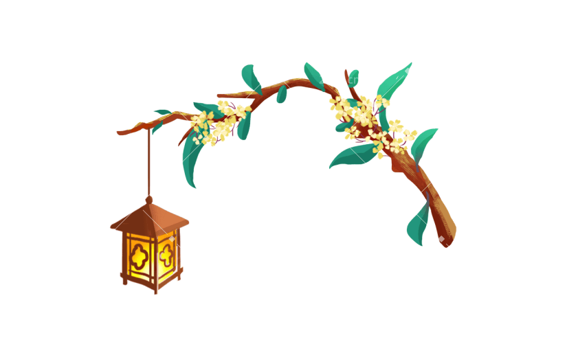 桂花树灯笼中国风中秋节元素贴纸   