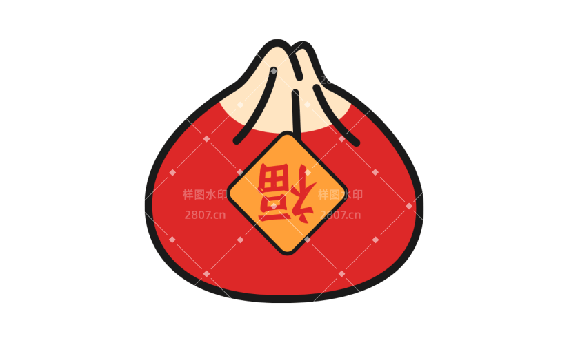 卡通感春节包子元素贴纸