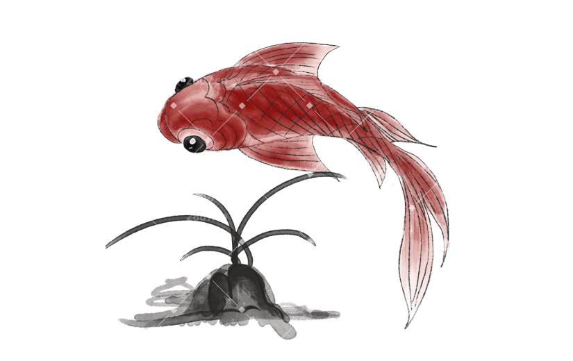 中国风动物贴纸-金鱼