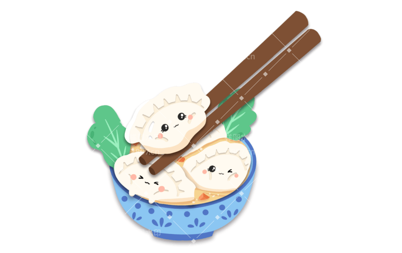 可爱感冬至饺子元素贴纸