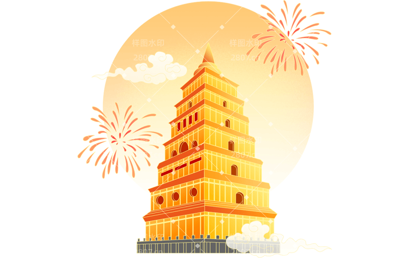 国庆节十一中国风国潮中式建筑元素
