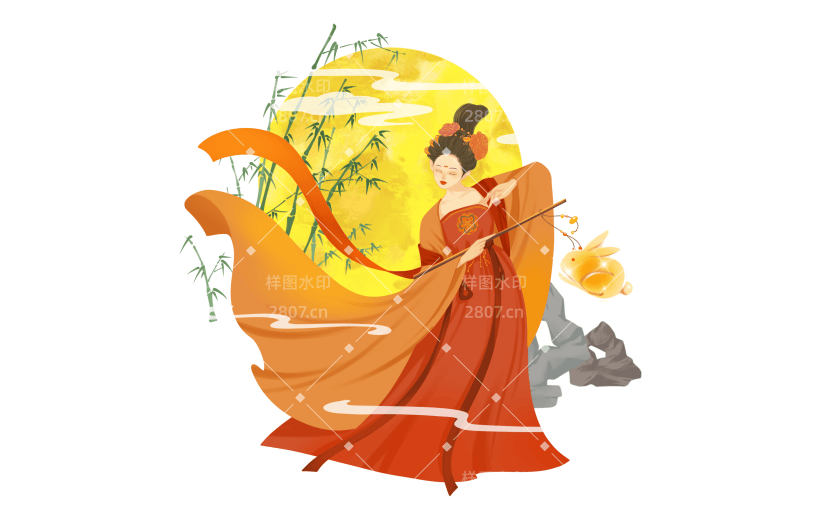 中国风圆月中秋插画