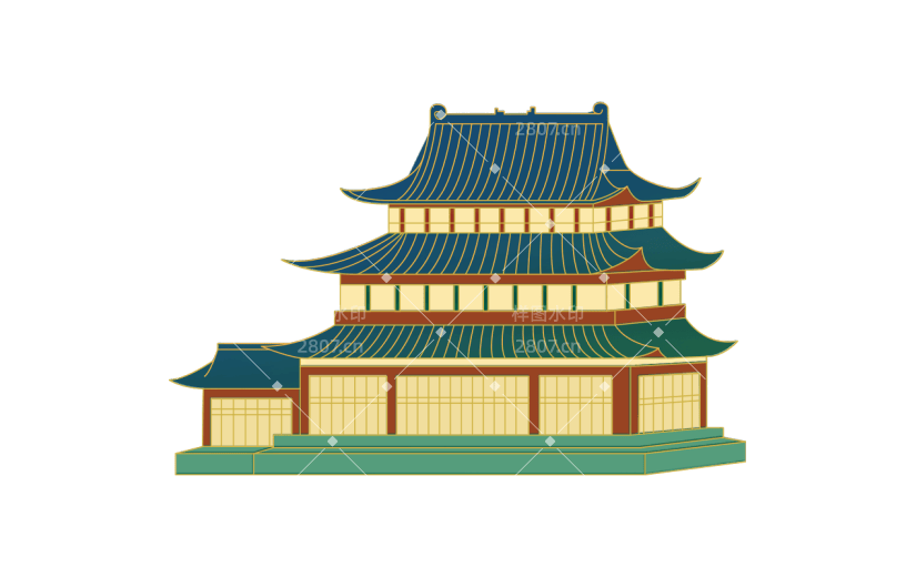 中国建筑中国风中秋节元素贴纸 