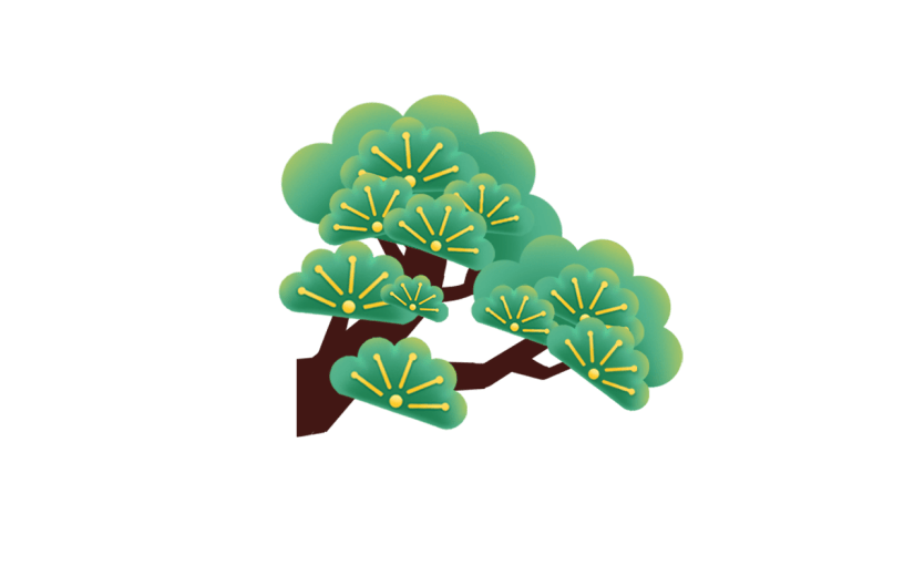 卡通感春节树枝元素贴纸