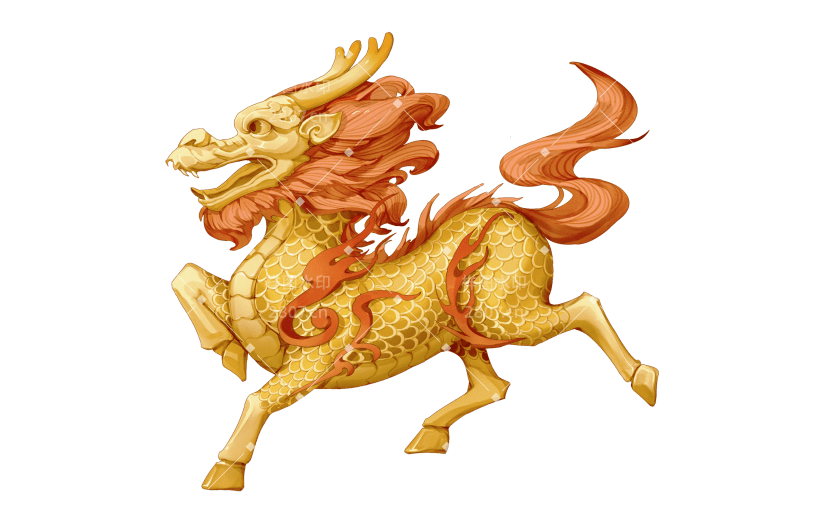 中国风-金色国潮动物元素-麒麟