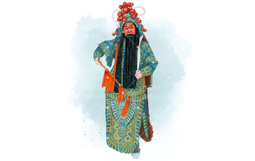 中国风武净戏曲人物意贴纸