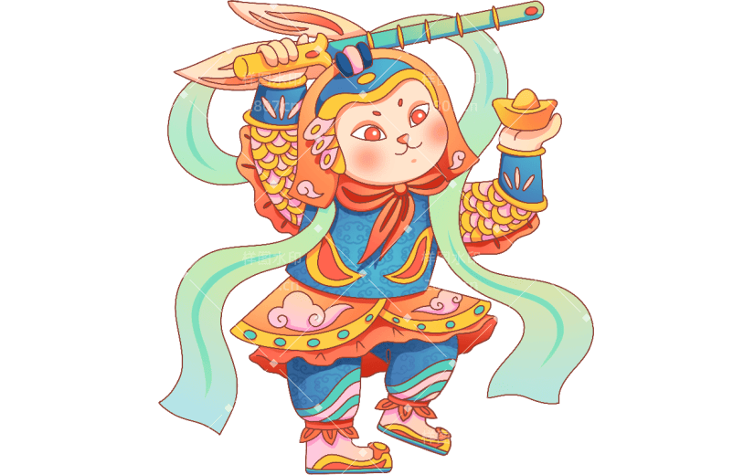 国风京剧-春节-兔子拟人传统元素4