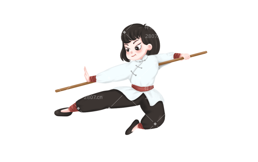 手绘-武术动作运动人物插画2
