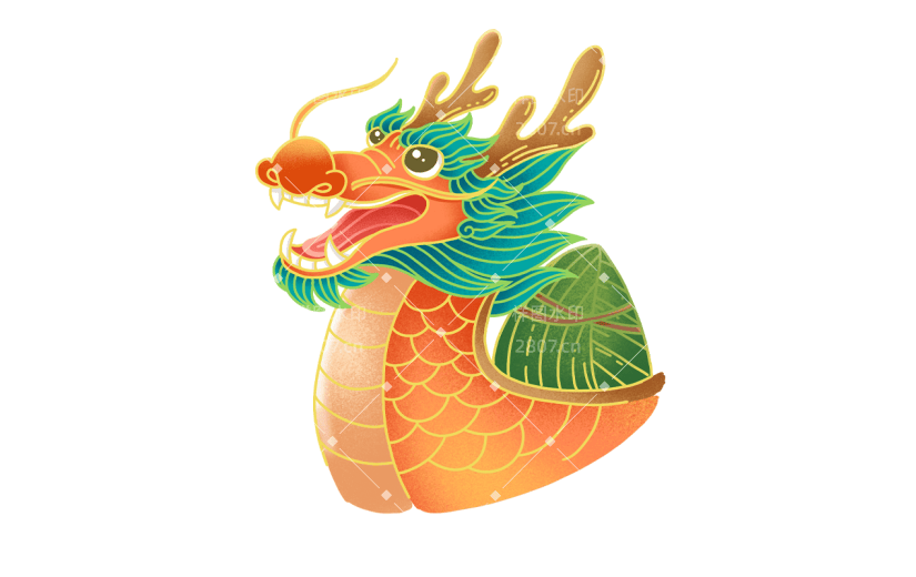 卡通感端午节龙舟元素贴纸