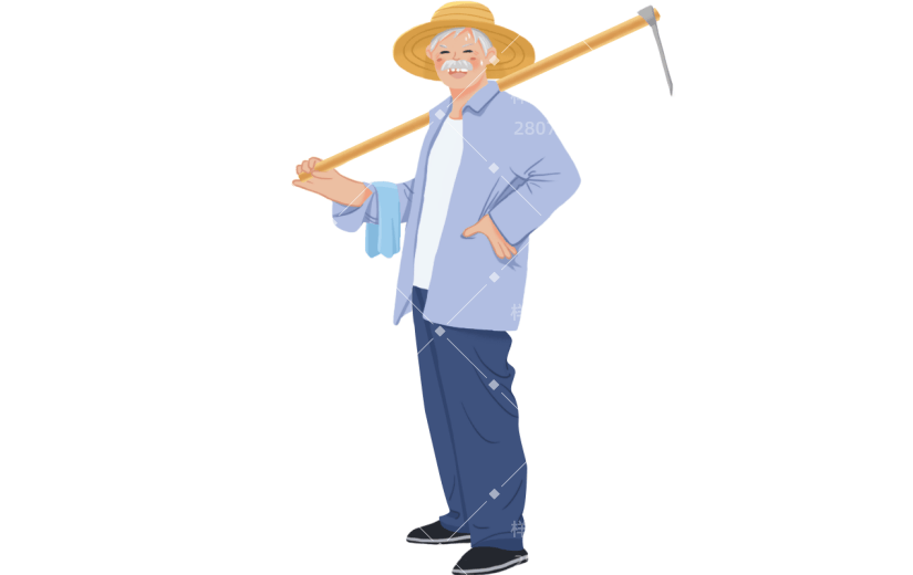 手绘-农业人物常规贴纸-老人