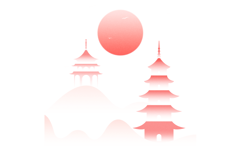 国庆通用弥散中式建筑场景元素