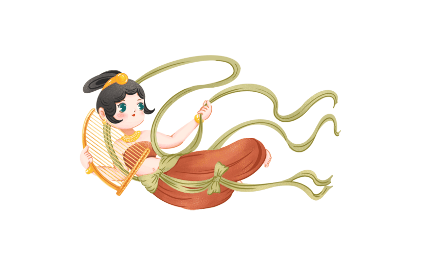 手绘-中国风Q版飞天仙女人物插画7