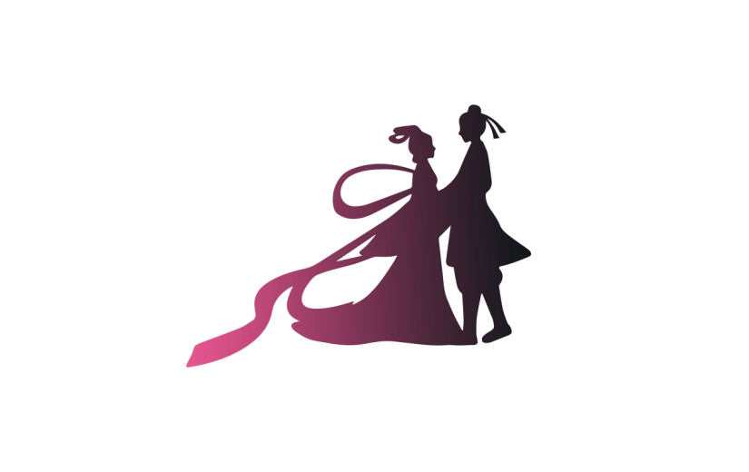 七夕情人节剪影牛郎织女人物