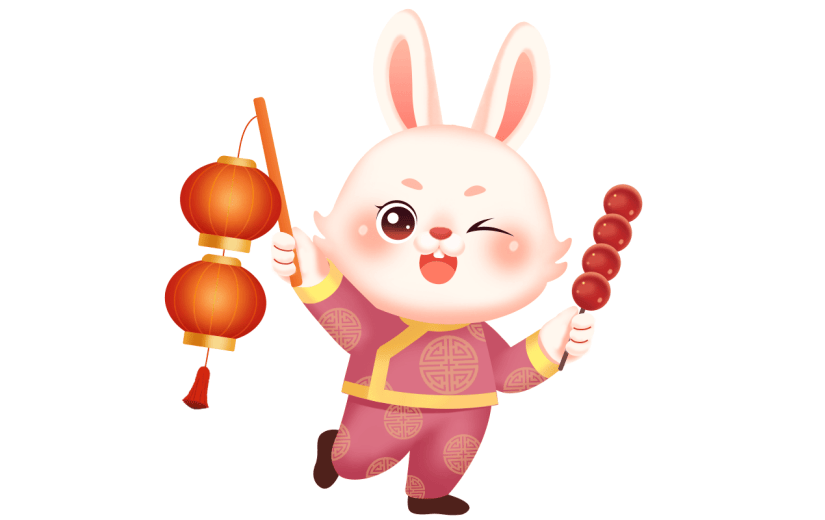 卡通感春节兔子元素贴纸