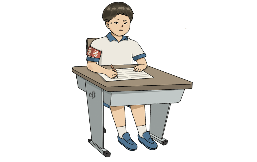 手绘开学季学生写作业元素贴纸
