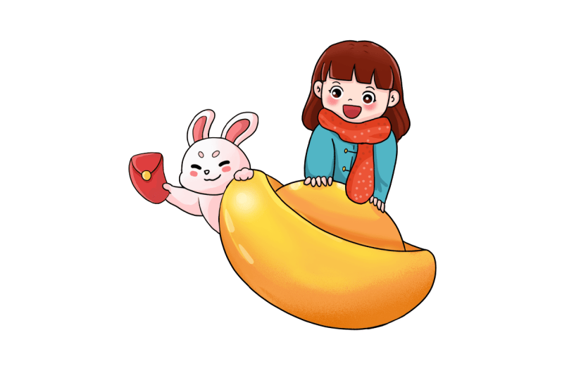 卡通感春节女生元素贴纸
