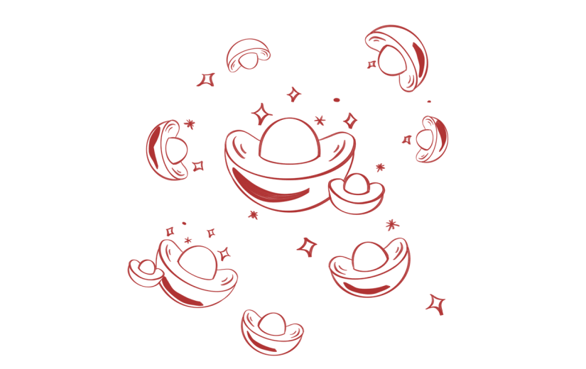 手绘-铜钱、元宝元素