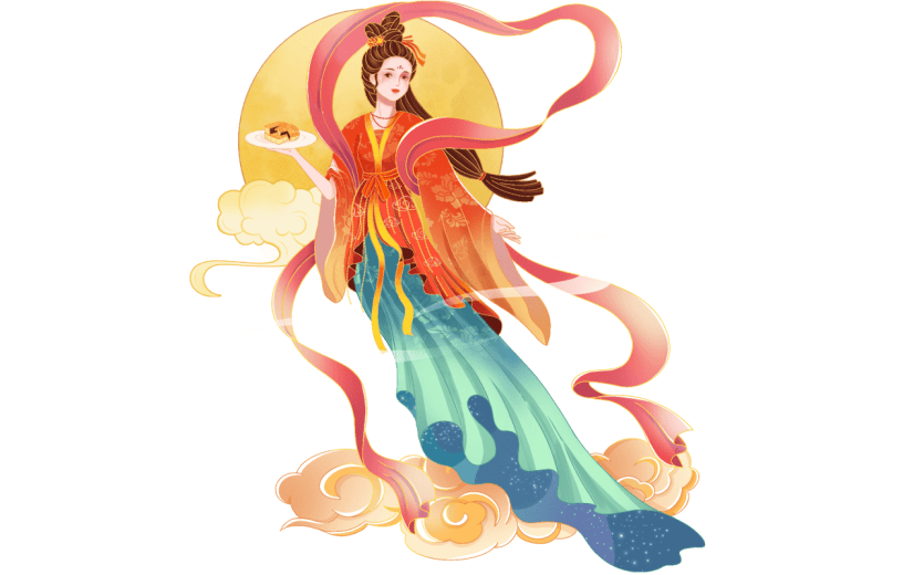 中秋节中国风插画嫦娥元素