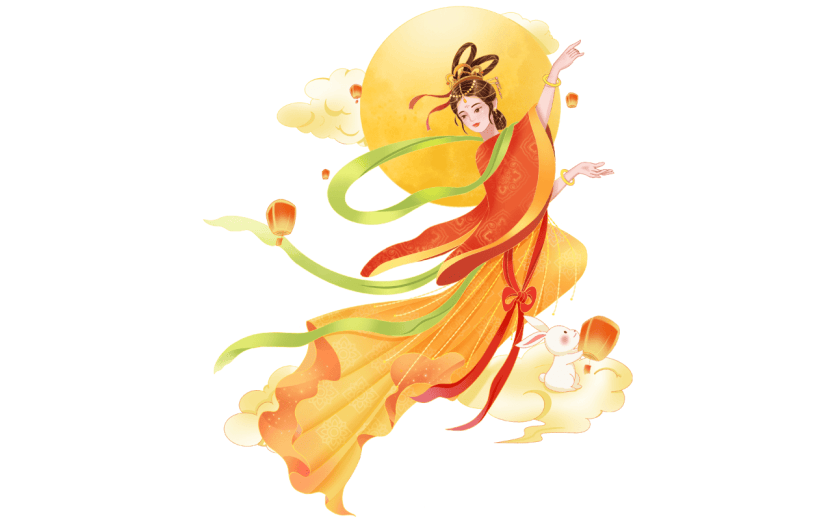中秋节中国风插画嫦娥元素