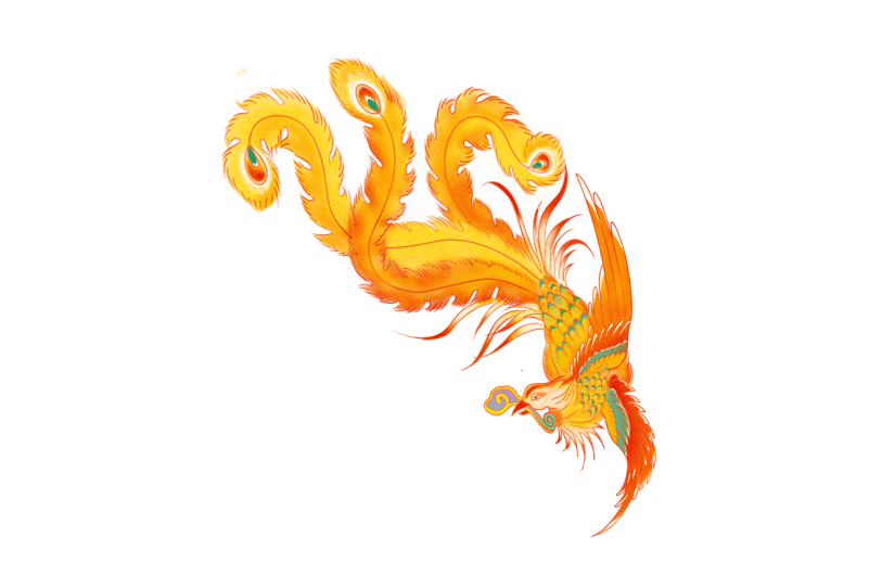 卡通感春节凤凰元素贴纸