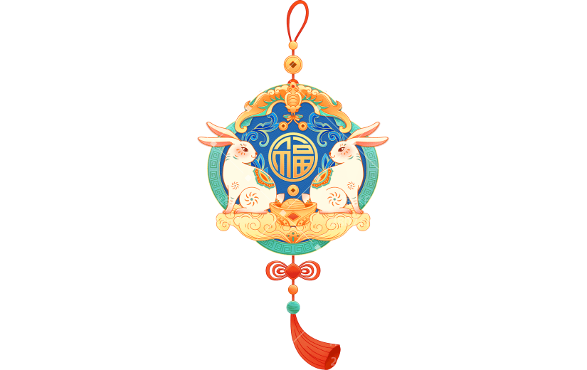 国潮风-兔年春节挂饰组合贴纸4