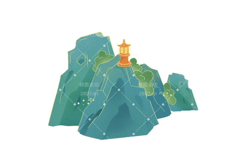 中国风中秋节山元素贴纸