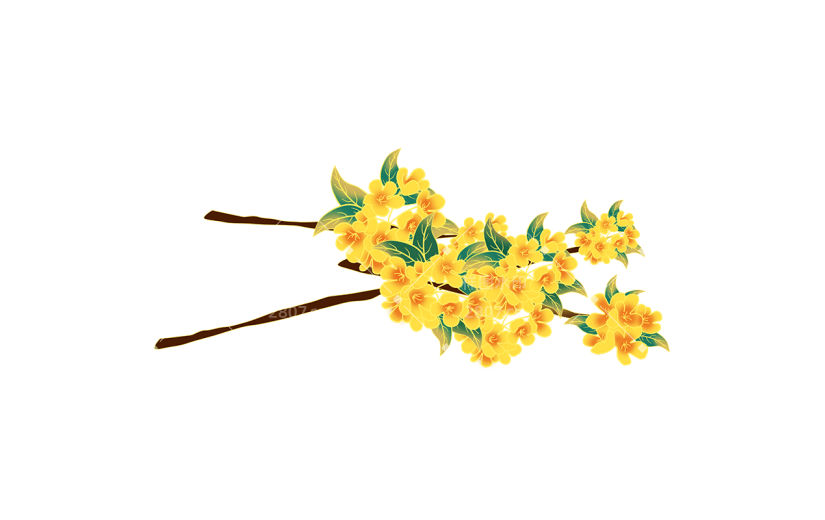 桂花树枝中国风中秋节元素贴纸
