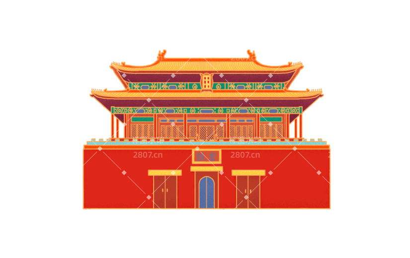 中国风-金边国潮建筑插画5