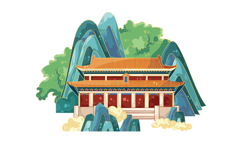 手绘矢量国潮风城市地标