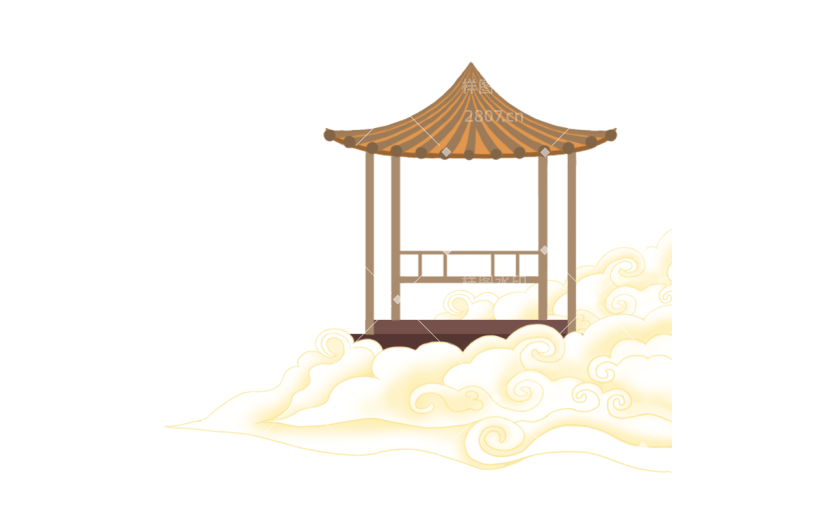手绘-中国风元素-亭子