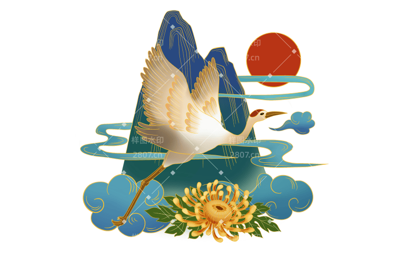 手绘国潮重阳节元素1